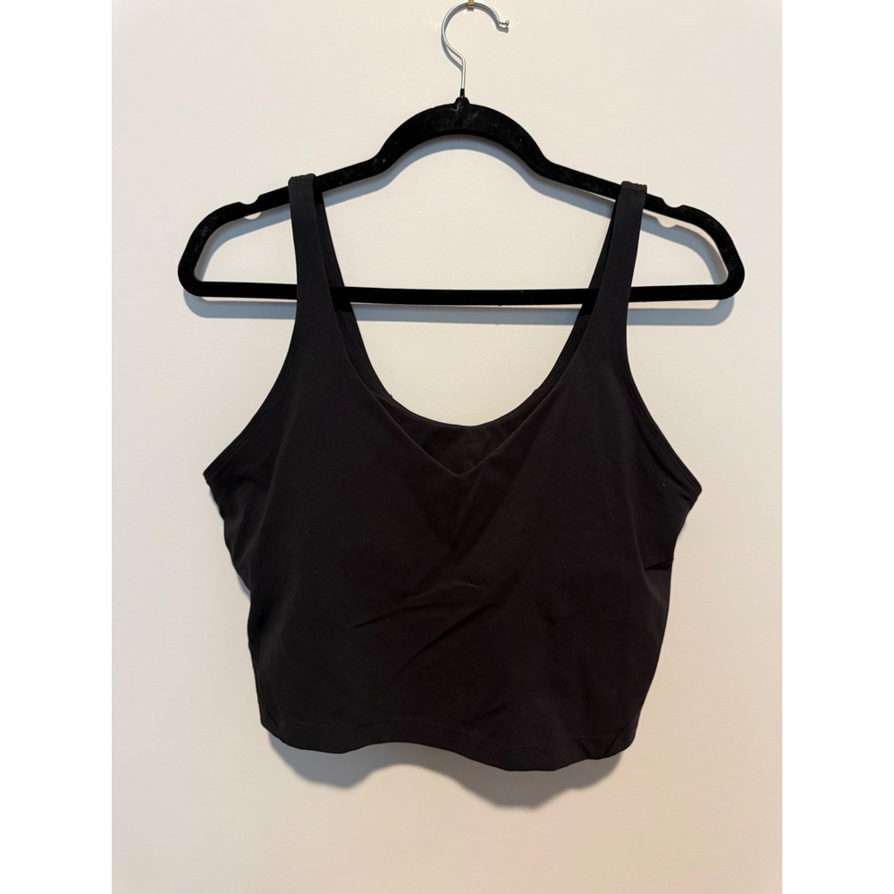 Lululemon Align Tank Top Black Nulu Yoga Crop Built In Bra Size 12 LW1CW4S